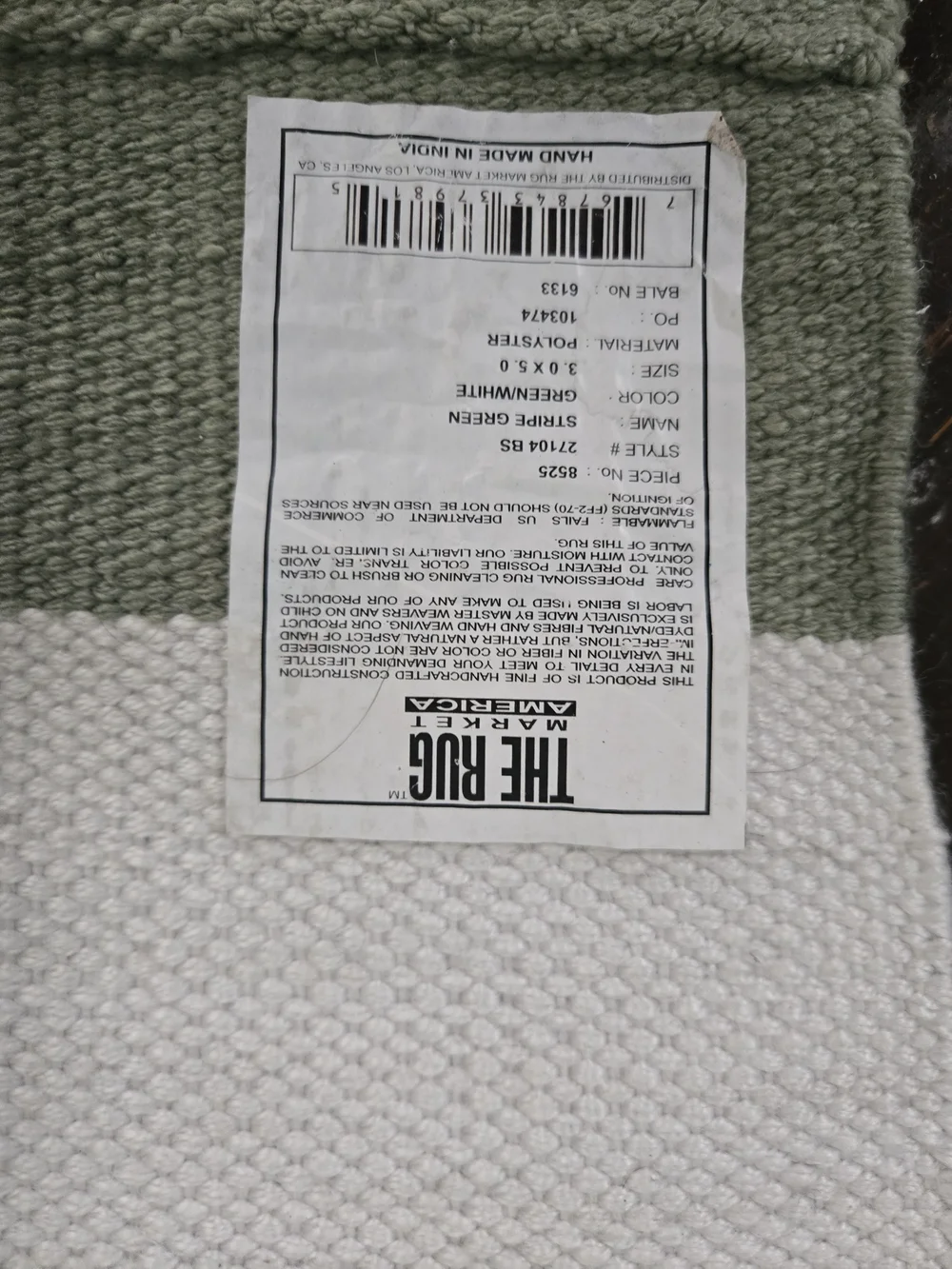 2-Grandin Road Sage Green & White Layering Rug 3x5
